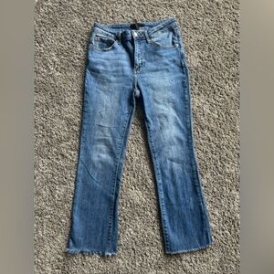 Risen Cropped Jeans Raw Hem Size 7/28